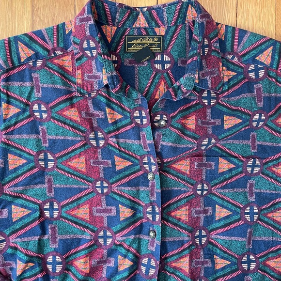 Vintage Eddie Bauer crazy dad Aztec button down shirt - Picture 2 of 8